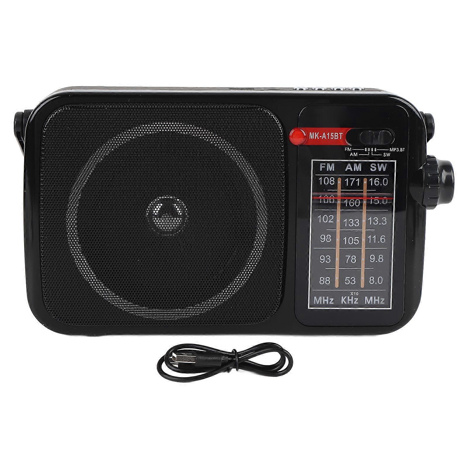 Portable 4-in-1 Radio: FM/AM/SW, Bluetooth Speaker, USB & Card Music Player, Rechargeable