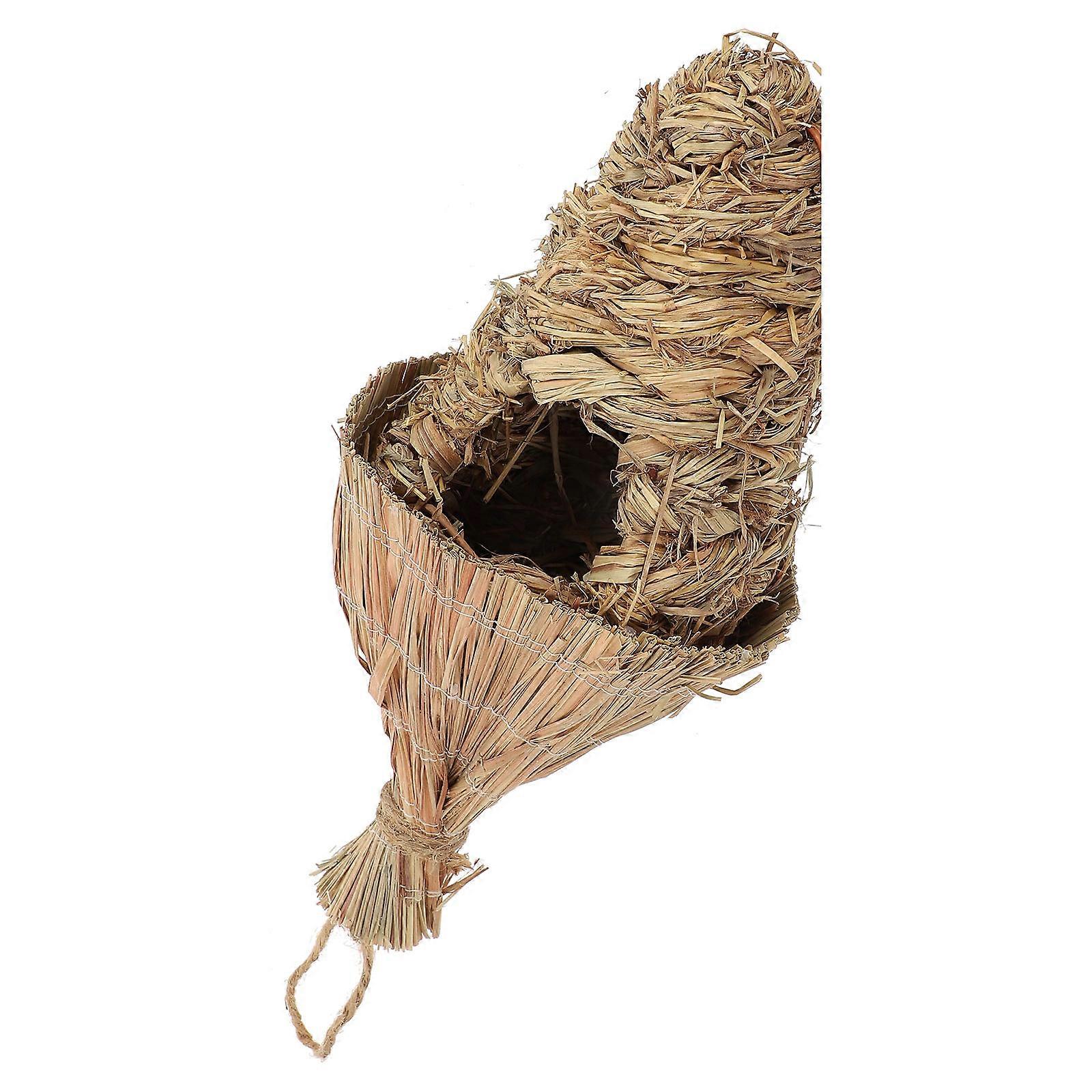 Woven Bird Nest for Use Comfortable House with Hanging Rope Light Brown