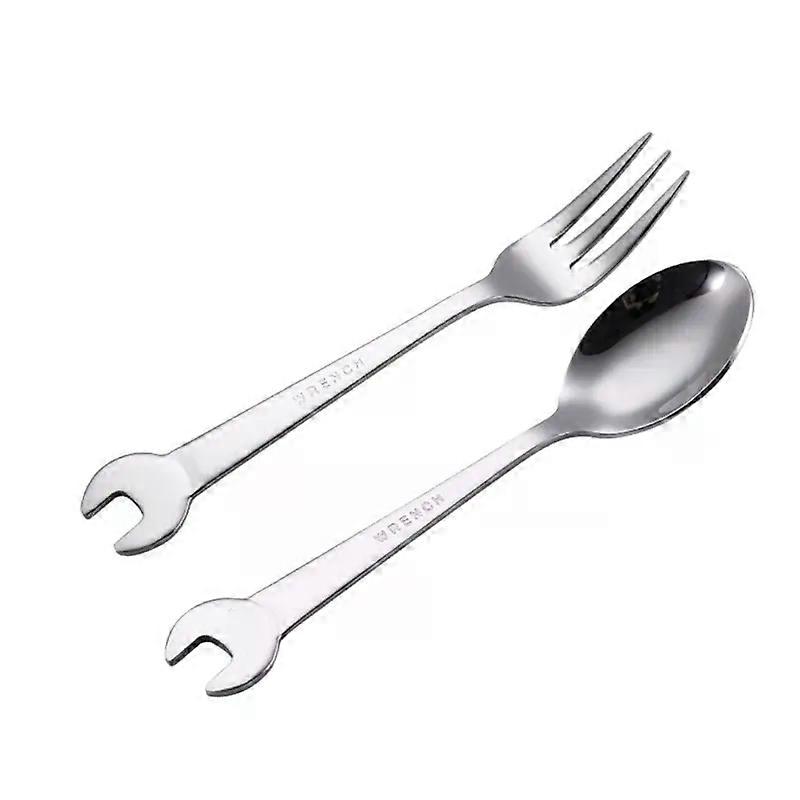 304 Stainless Steel Spanner Spoon Fork for Creative Wrench Shape Dinnerware Tableware Kitchen Cooking Accessories