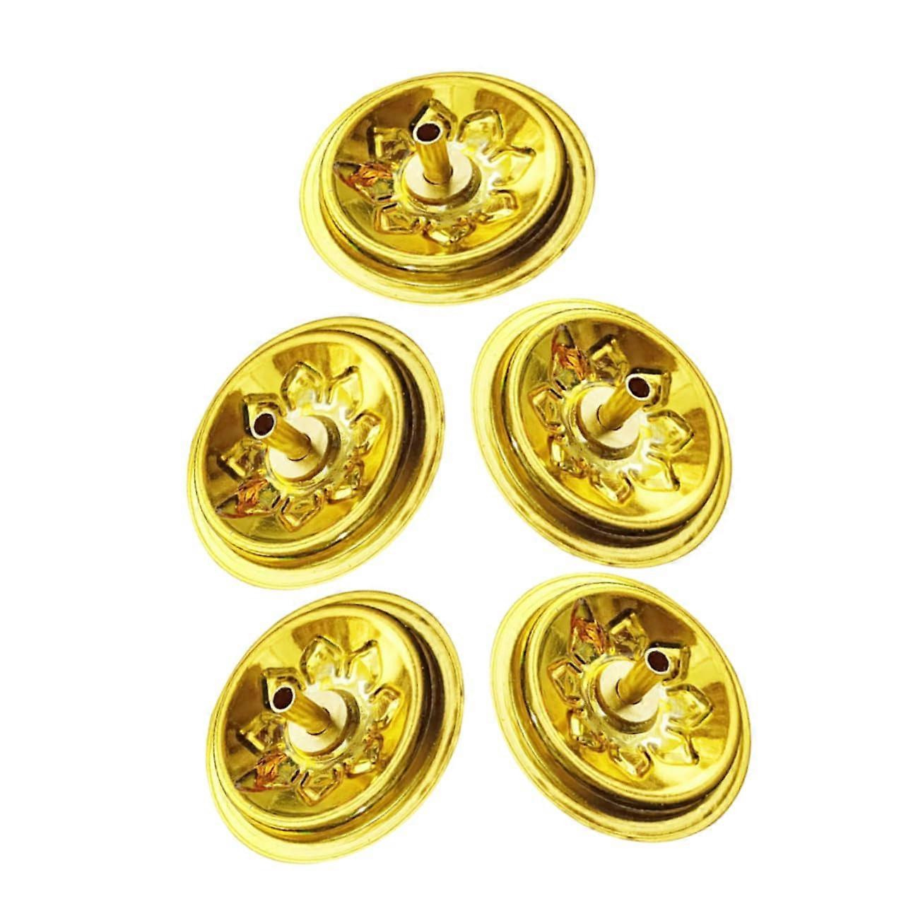 Wick Holder Replacement Pack of 5 for Floating Oil Lamps - Golden Aluminium, Fits Standard Size Wicks