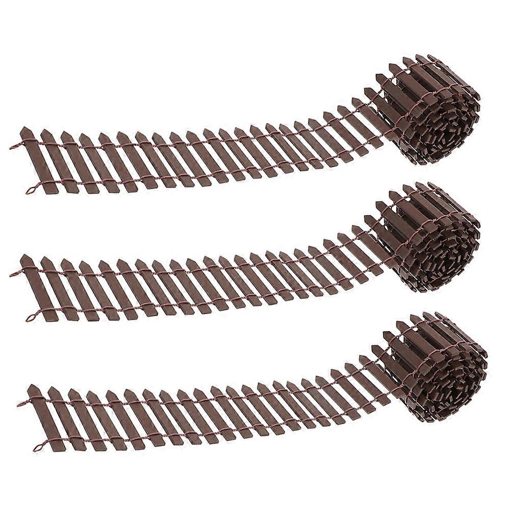 Mini Fence Model Decorative Garden Ornaments Diy Small Fence Decors Realistic Shape Coffee 100X5CM 3 Rolls