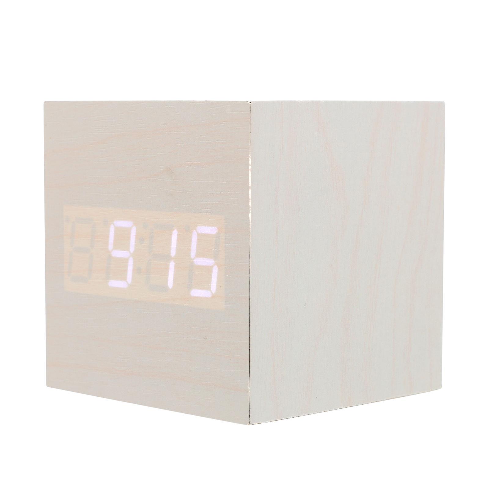 Khaki Digital Alarm Clock with LED Display for Home Use Brightness Adjustable Protect Eyes 6.3x6.3