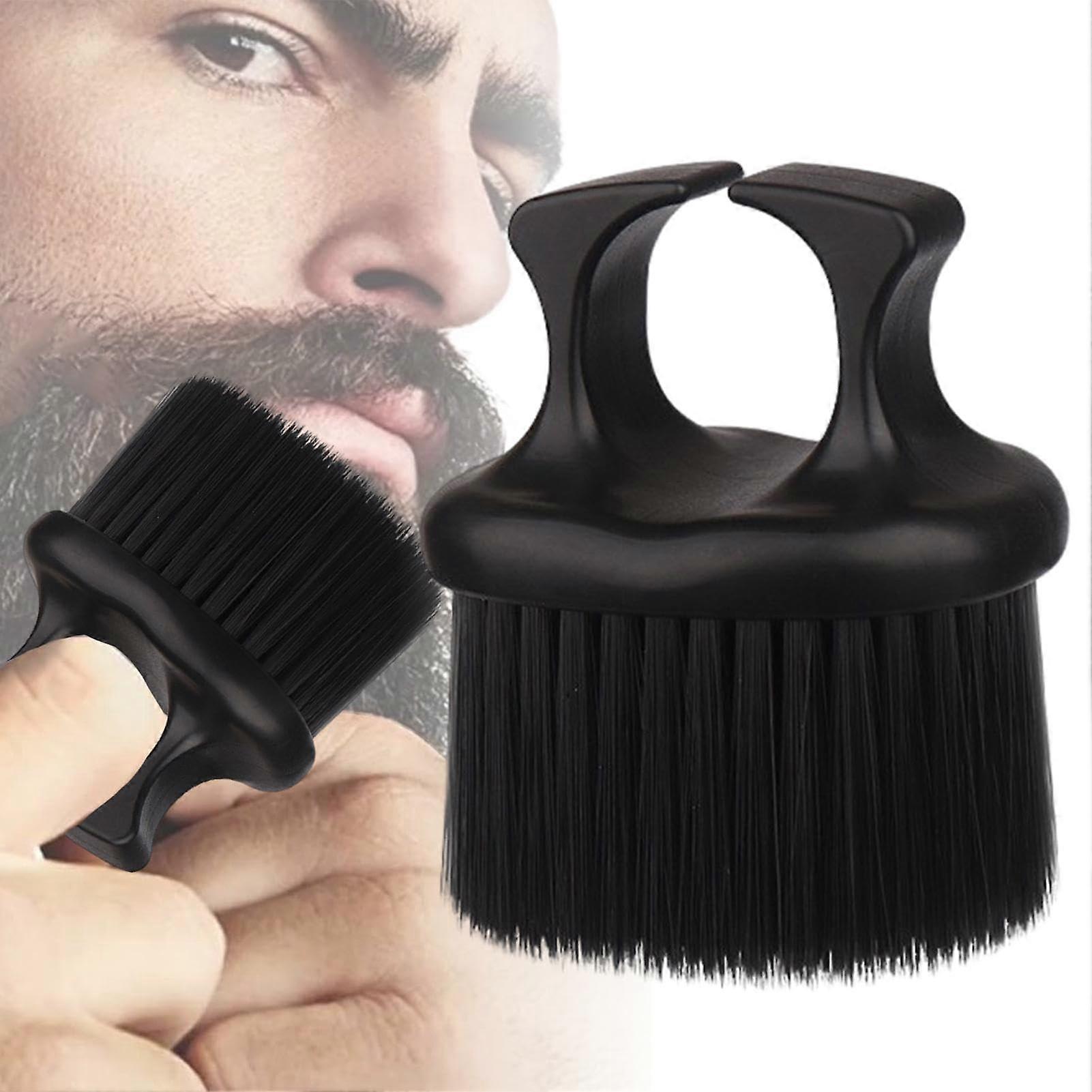 Knuckle Brush Barbers, Professional Barber Brush, 4/5/6 Inch, Ergonomic Handle, Soft Bristles (Black)