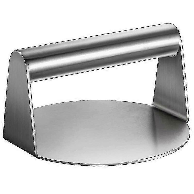 Presse à hamburger ronde en acier inoxydable avec poignée pour cuisson au gril à surface plane, gril