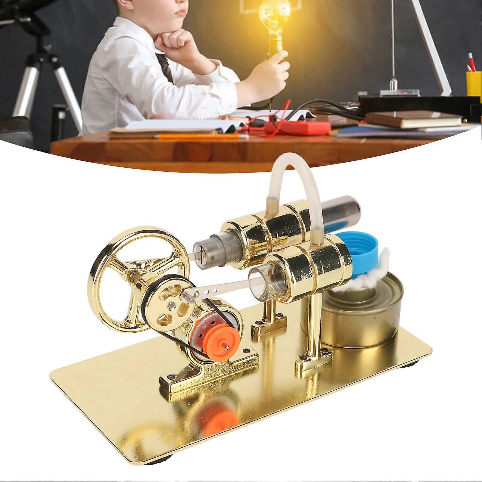 Stirling Engine Model Kit Novel Interesting Stirling Scientific Physical Model with LED Light for Learning Props Gifts 