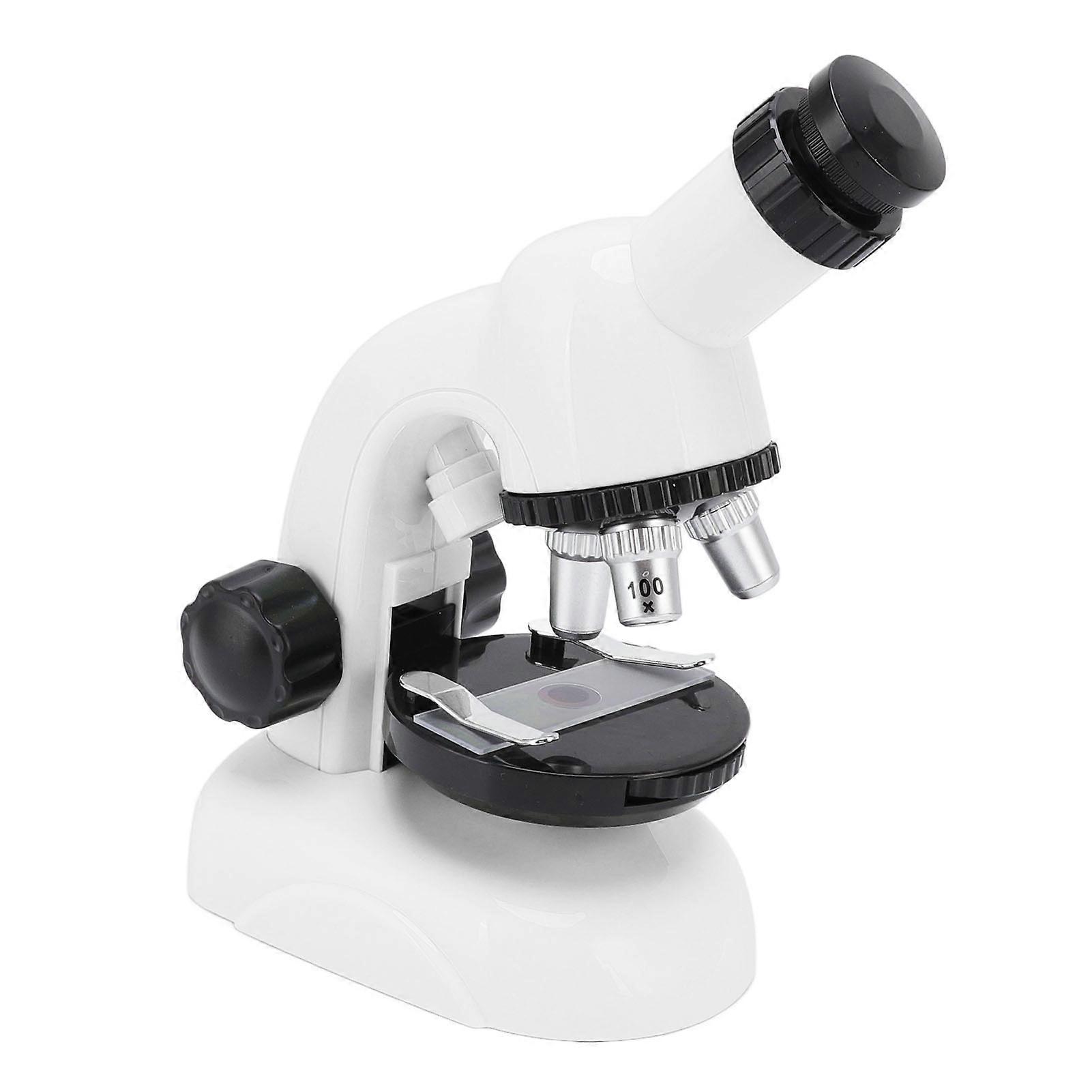 Kids Microscope Science Kit HD Magnifying Glass Student Biological Microscope for Biological Science Experiment White
