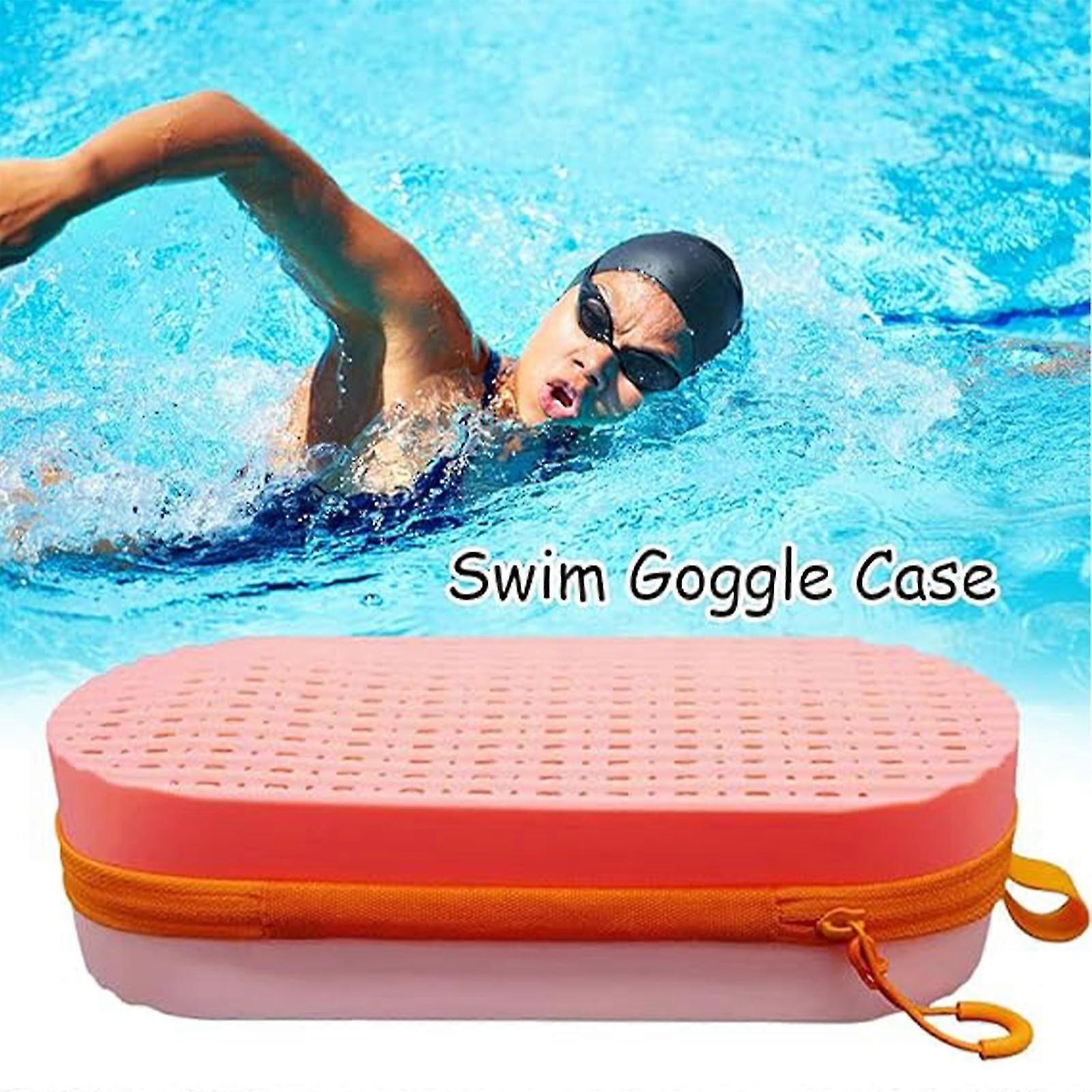 Silicone Protective Cases with Drain Hole for Goggles, Swim Goggle Case with Zipper, Shockproof Large Capacity Portable Travel Swim Glasses Case