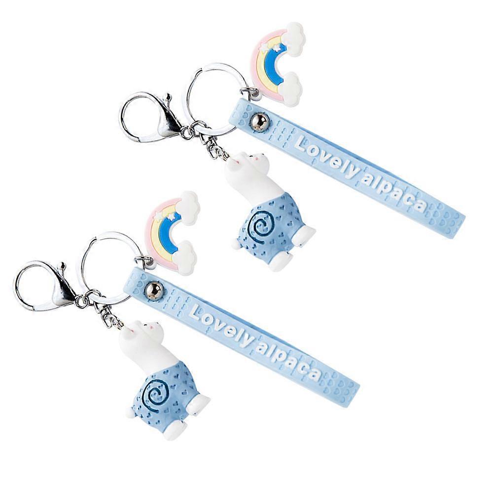 Cute Keyring Resin Alpaca Shape Everyday Use Car Key Decoration 2Pcs