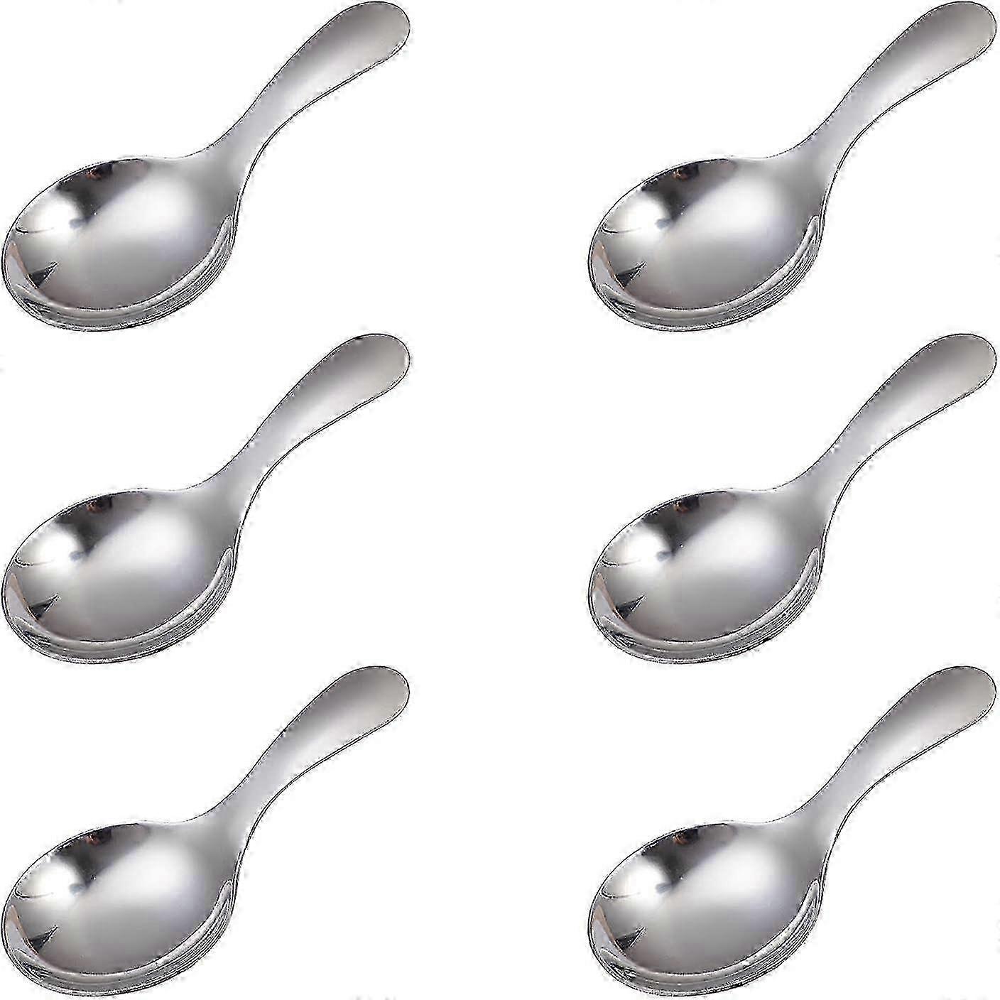 Set of 6 Stainless Steel Short Handle Spoons - 3.54x1.77in Silver Flatware for Everyday Use and Dining