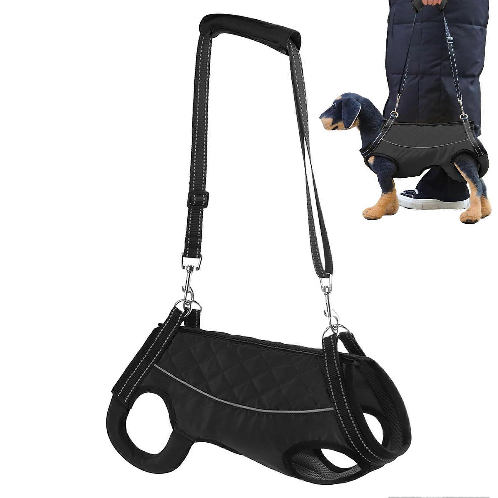 Dog mobility harness Reflective vest with handle Assistive support sling for cats Black M