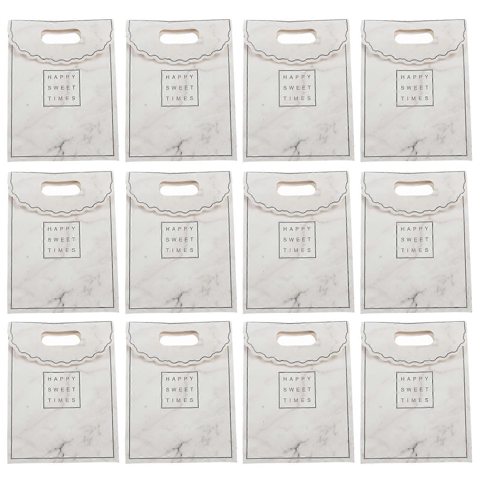 Marble Pattern Candy Bag with Sturdy Cardboard for Party Favor and Gift Storage White 12pcs