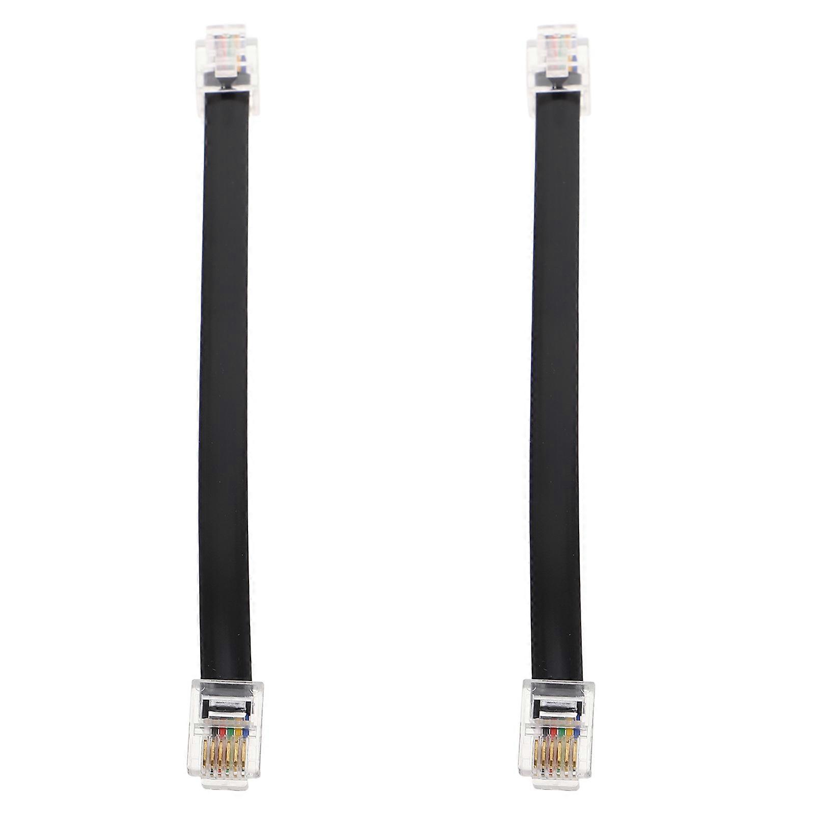 Short Flat Telephone Cable Male to Male Connection Line Office Use Plastic Durable Construction 2Set