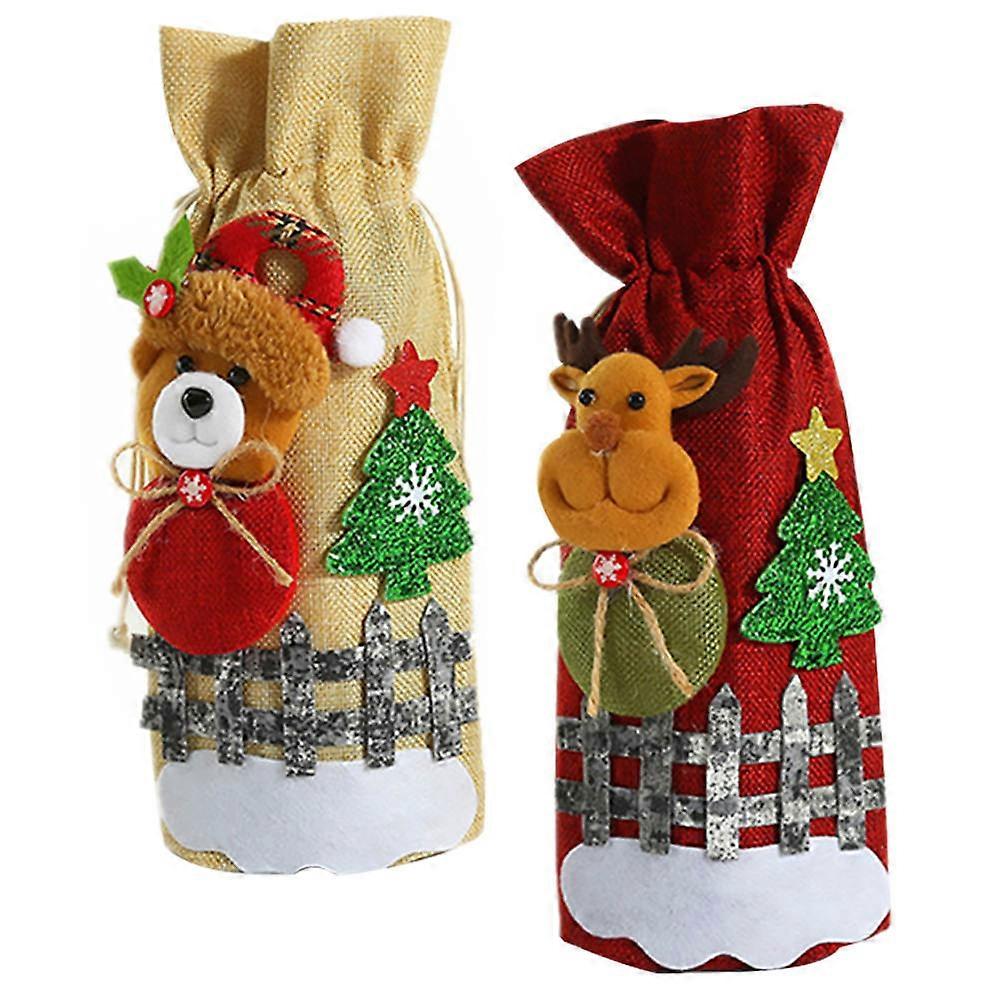 Holiday Bag Xmas Bag Reusable Linen 33.00X15.00X1.00cm 2Pcs