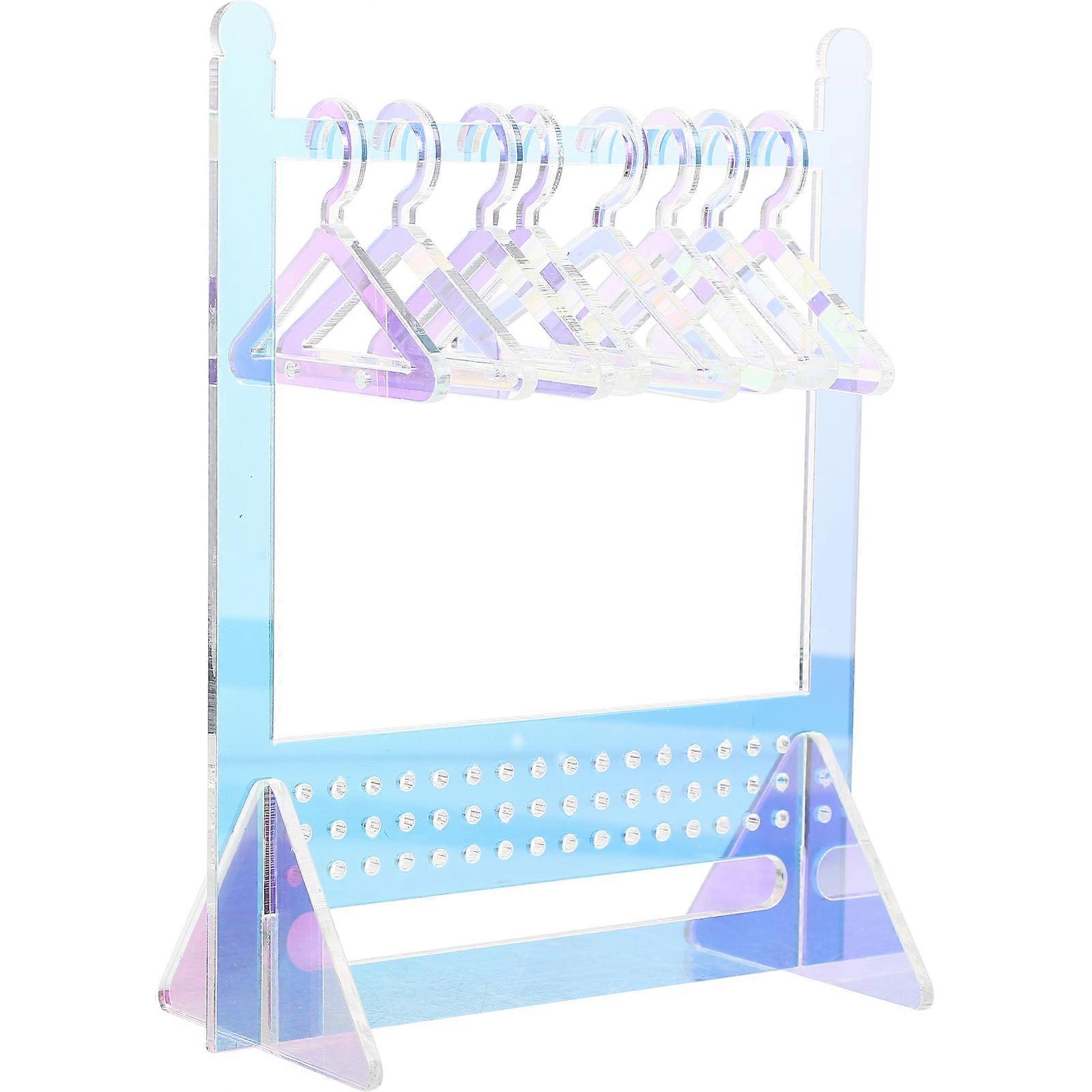 Earring Organizer Stand with Mini Hangers for Home Clear Acrylic Material Assorted Color 1 Set