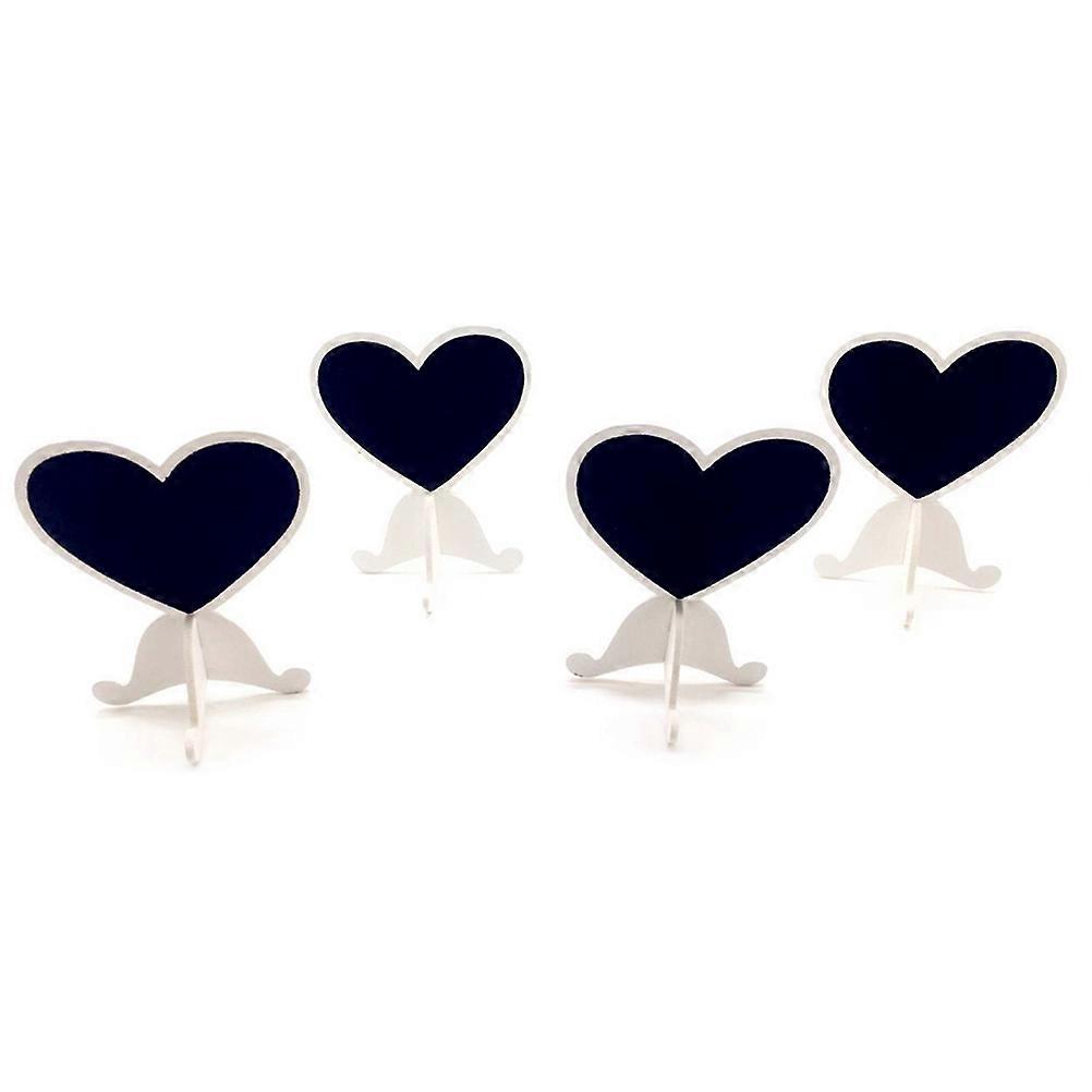 Wedding Table Signs Mini Heart Chalkboard Stand Black Wood Easel Support Message Sign for Parties 12Pcs