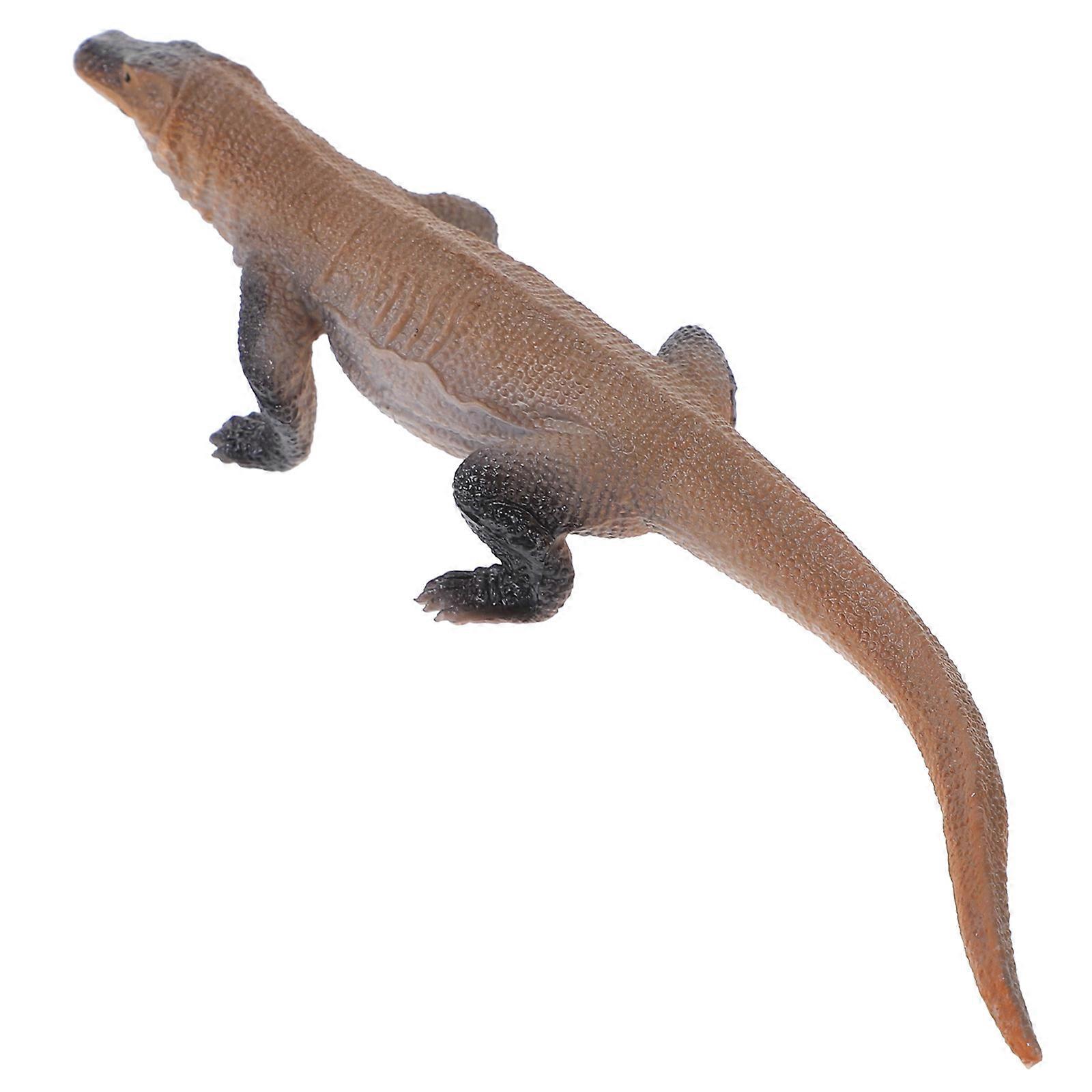 Realistic Simulation Lizard Figurine for Decor Made of Durable Plastic Light Brown Small Size