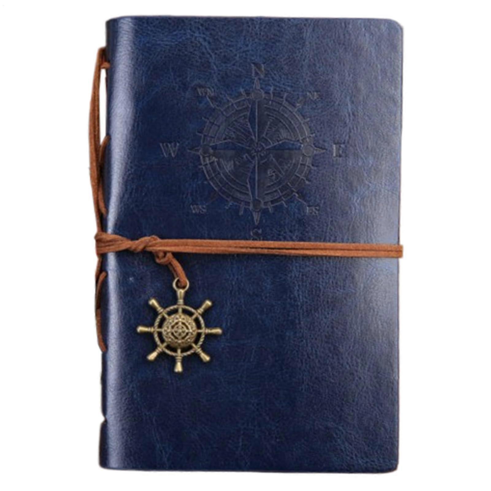 Vintage Notebook, Journal Book with Flexible Binding Retro Writing Pad Blue