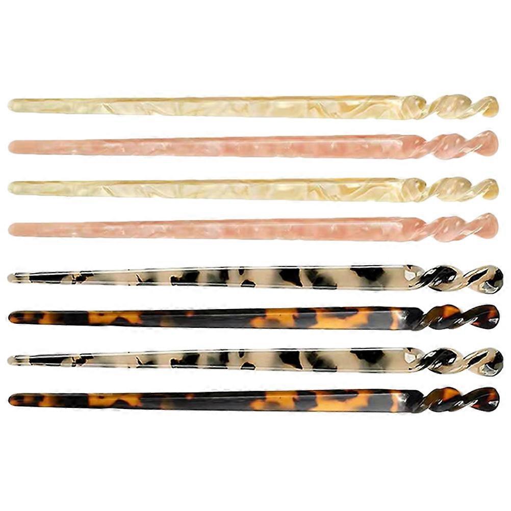 8pcs Tortoise Shell Acetate Hair Pins for Women – Elegant Long Hair Styling Tools for Buns, Daily Wear, Weddings & Special Occasions