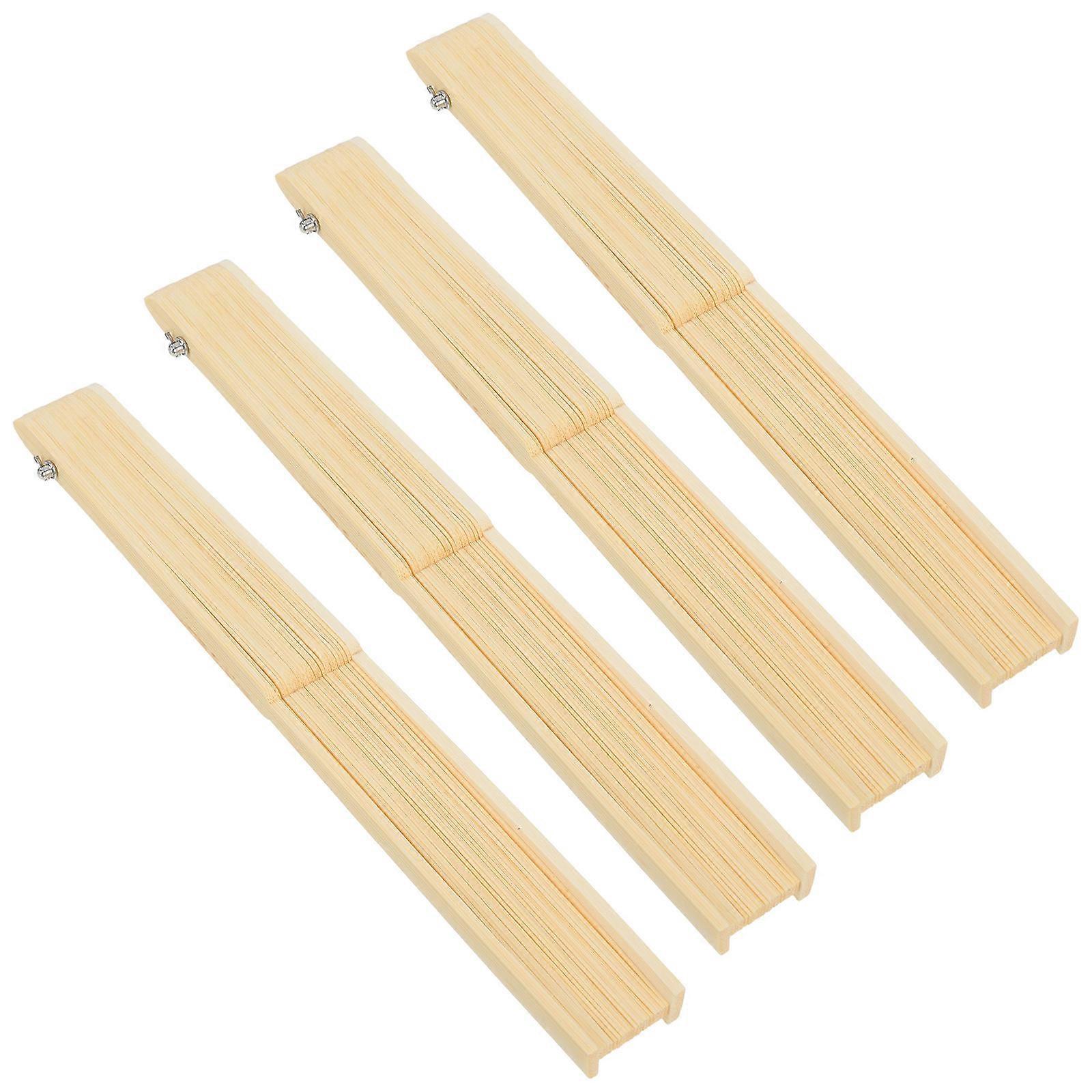 Hand Fan Frame Bamboo Folding Fan Frame for Home Decor 4Pcs Beige
