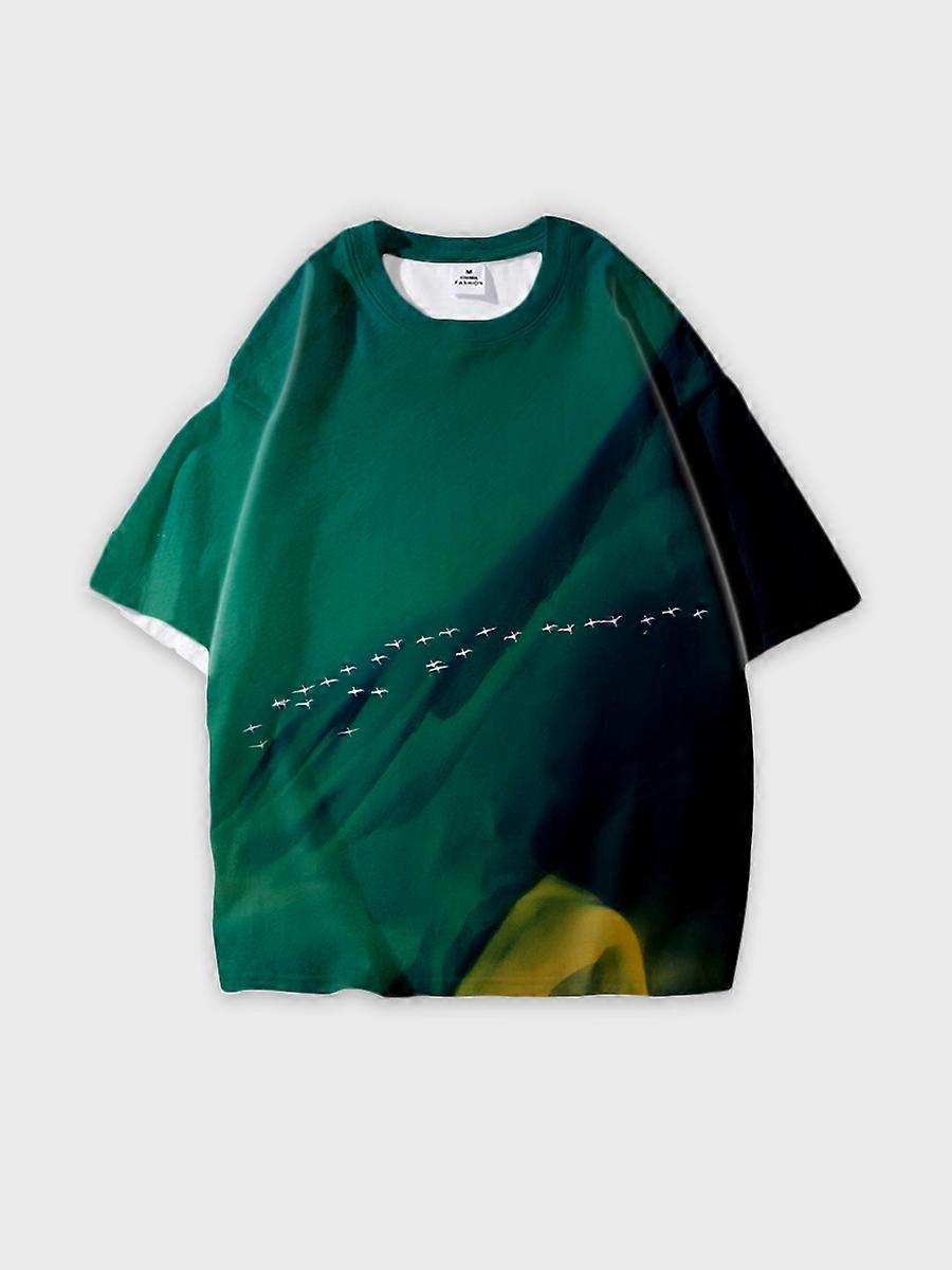 T-shirt round neck Pattern loose short sleeve B1202