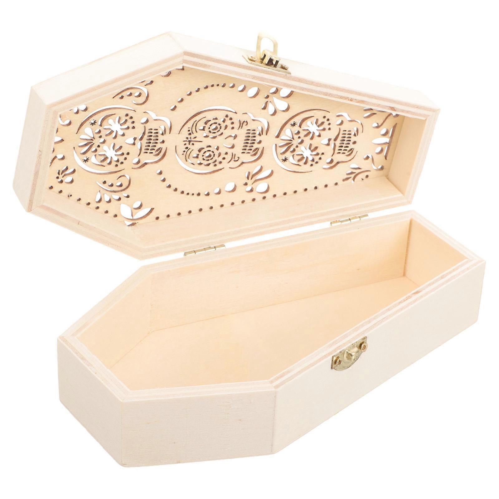 Multi-Functional Wooden Coffin Box Used For Halloween Party Favor In 7×3.9×2in Size 1Set