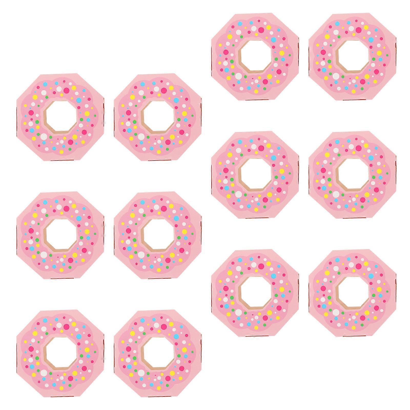 12Pcs Donut Shaped Paper Boxes Souvenir Packaging Boxes Wedding Candies Container