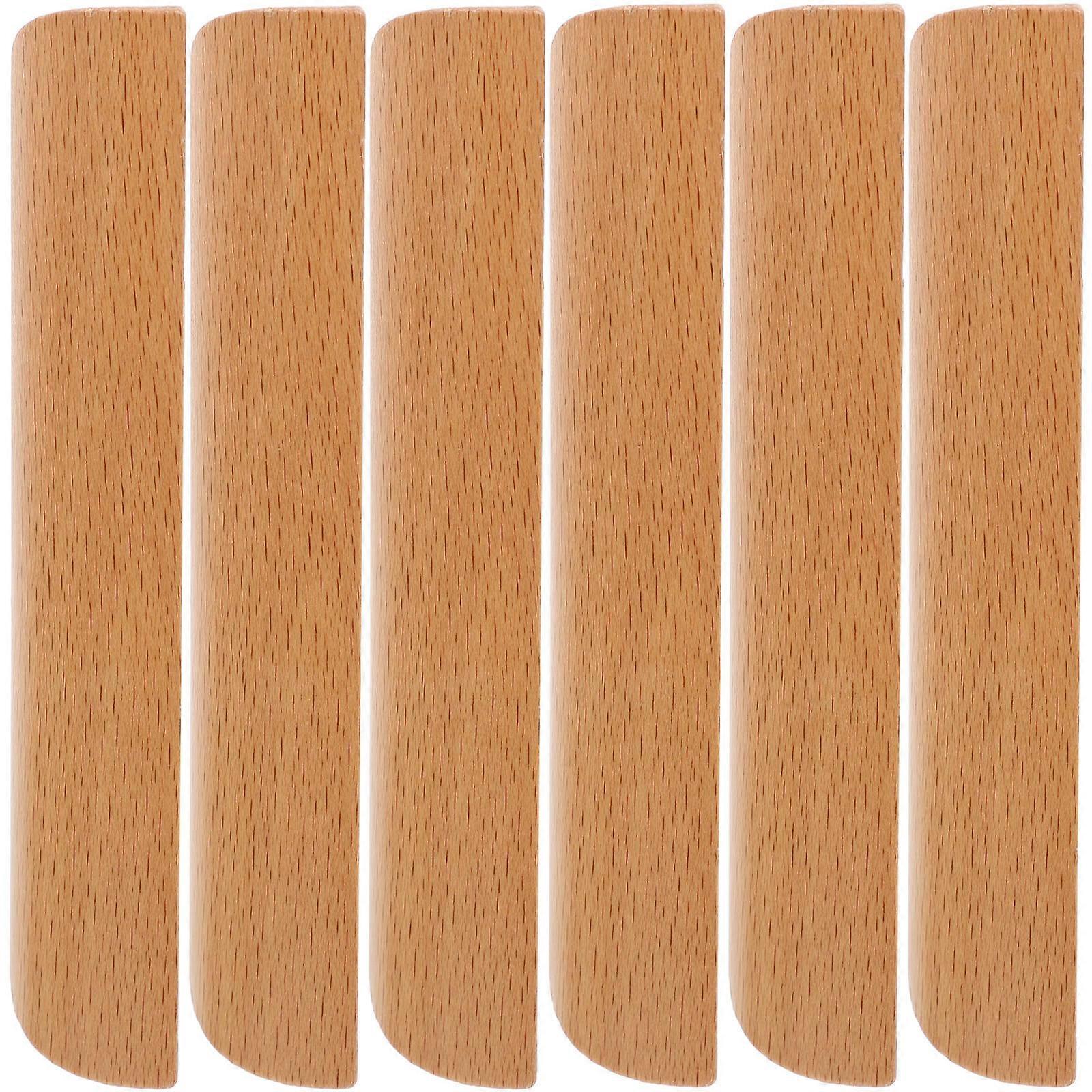 Wooden Semicircle Drawer Pull Handles for Cupboards with Khaki Color and Smooth Edges 6 Pieces
