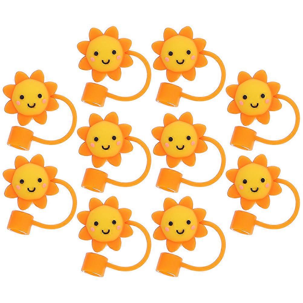 Yellow Silicone Straw Covers Reusable Sun Shaped Straw Caps for Tumblers and Outdoor Activities