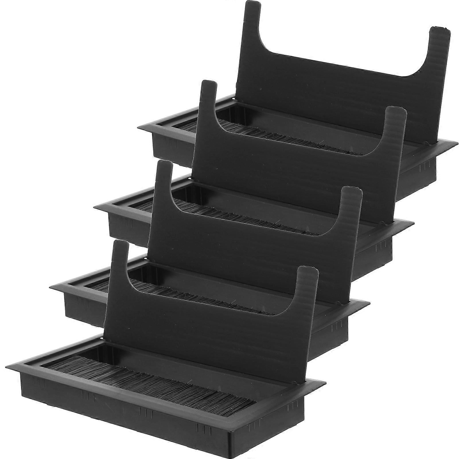 Table Grommets Desk Cable Hole Box Easy Installation Black Plastic 4Pcs