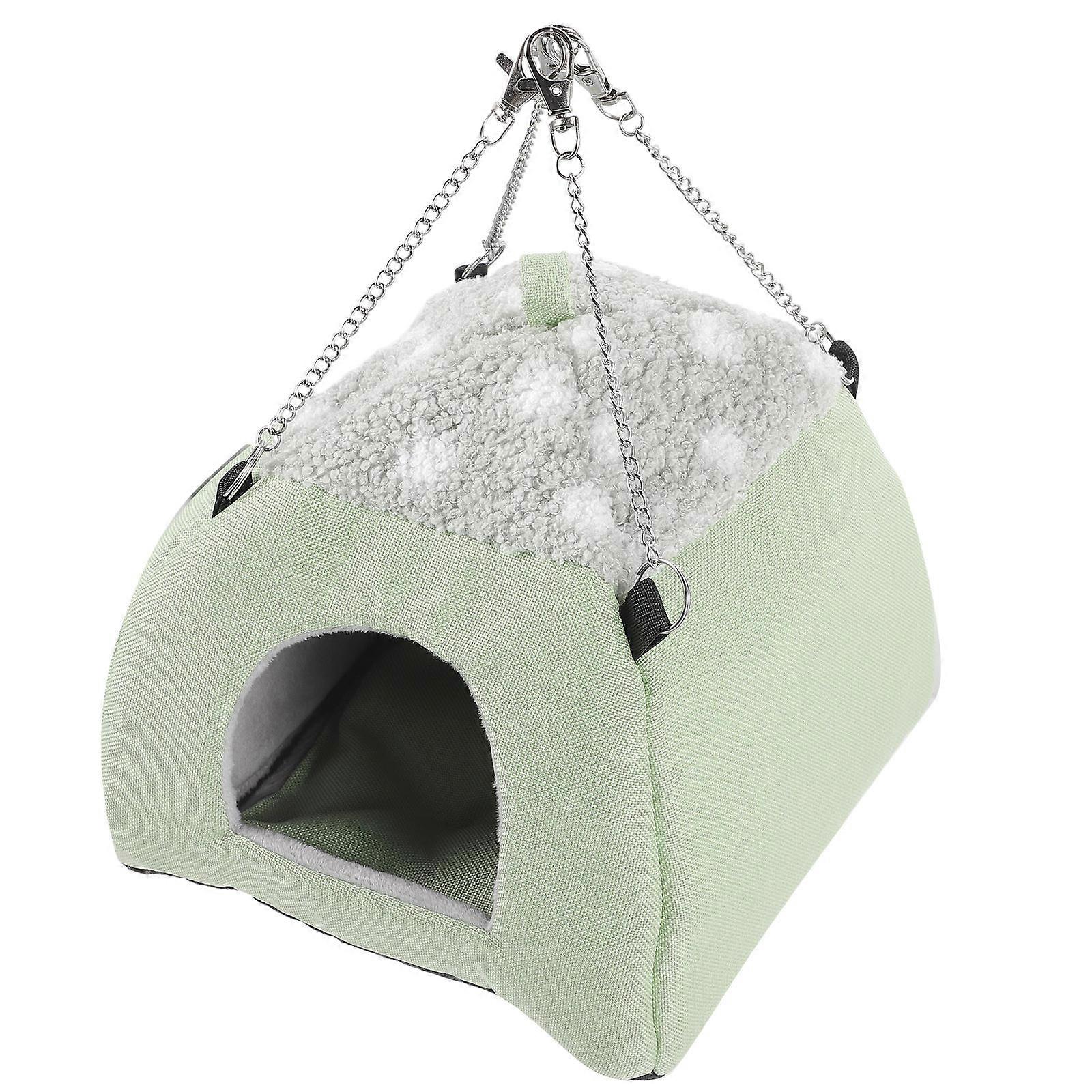 Warm Hamster Hut with Safe Cloth and Sponge for Comfortable Daily Activities Light Green