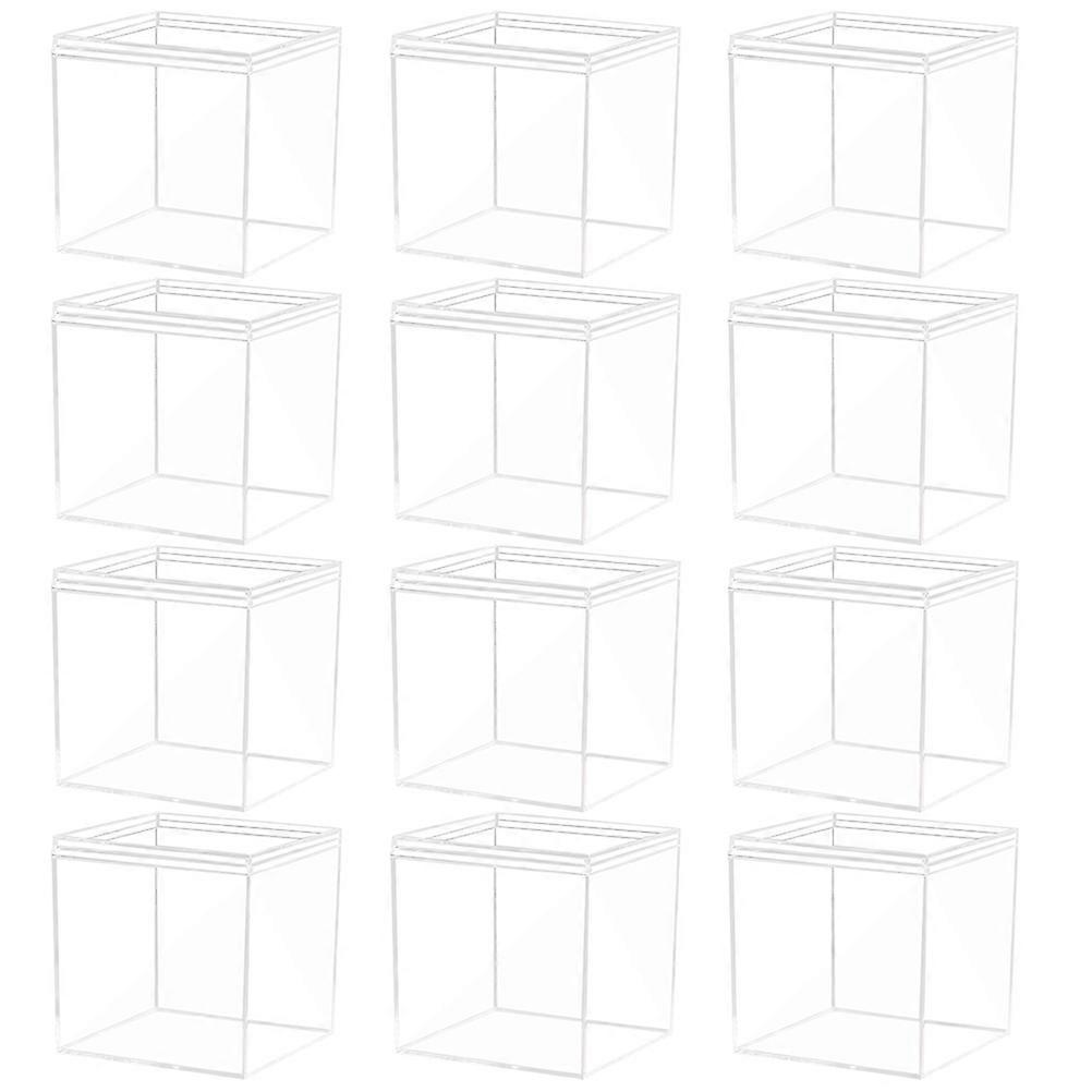 12pcs Square Display Case with Lid Stackable Storage Container for Candy, Collectibles, Jewelry, Crafts and More