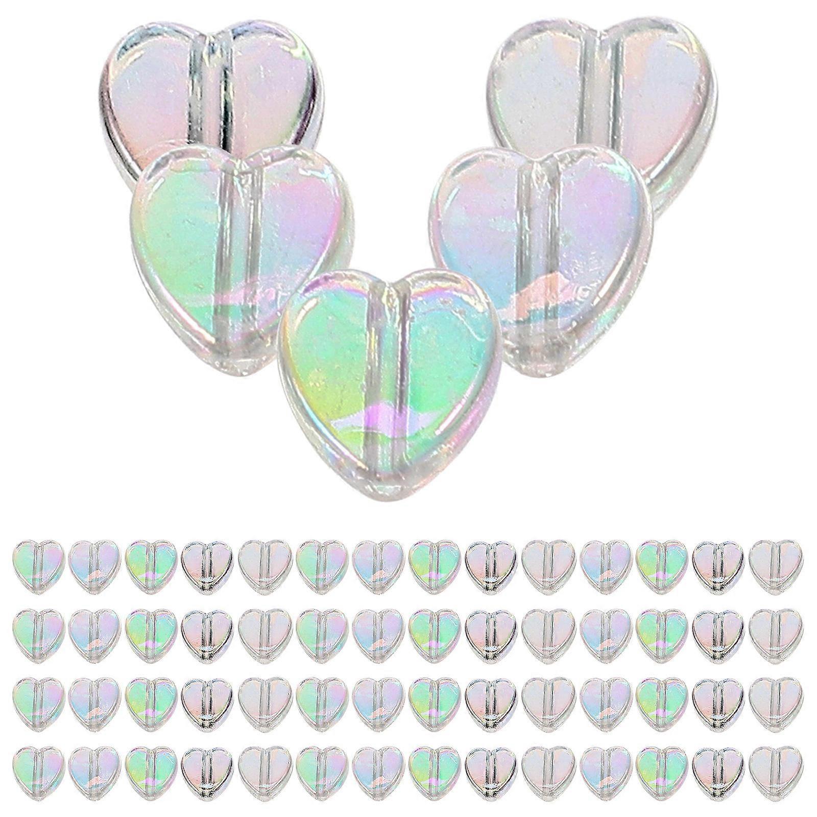 Iridescent Beads For Jewelry Making 300Pcs Heart Shape Acrylic Beads DIY Jewelry Making Beads Material Colorful Multi Applicable For DIY Enthusiasts