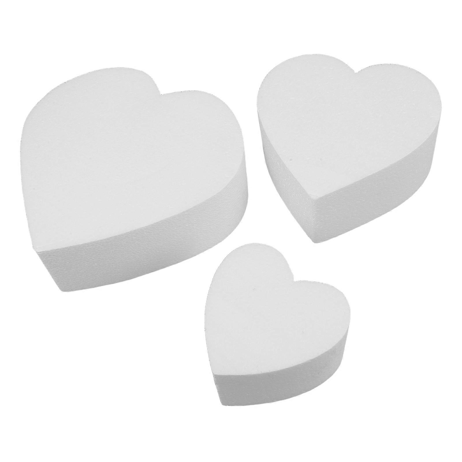 Heart Shaped Foam Cake Dummies for Decorating Weddings and Events Creative Design 3PCS White