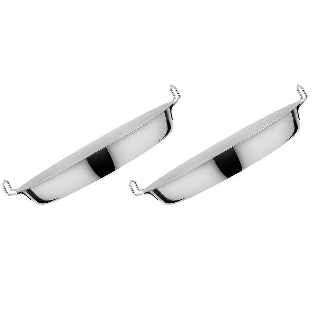 Stainless Steel Dinner Plate 2Pcs Double Handle Steam Food Compact Design 26x26x2.5CM Ideal For Cooking And Baking