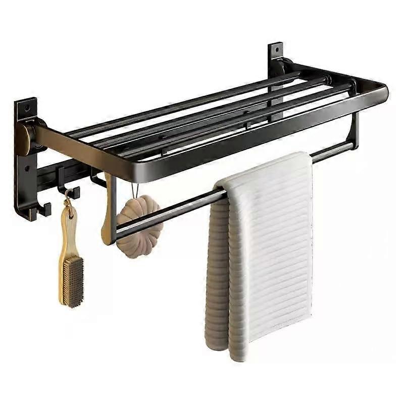 Towel Rack No-Drill Black Wall Mounted Bathroom Accessory Set For Kitchen And Bath
