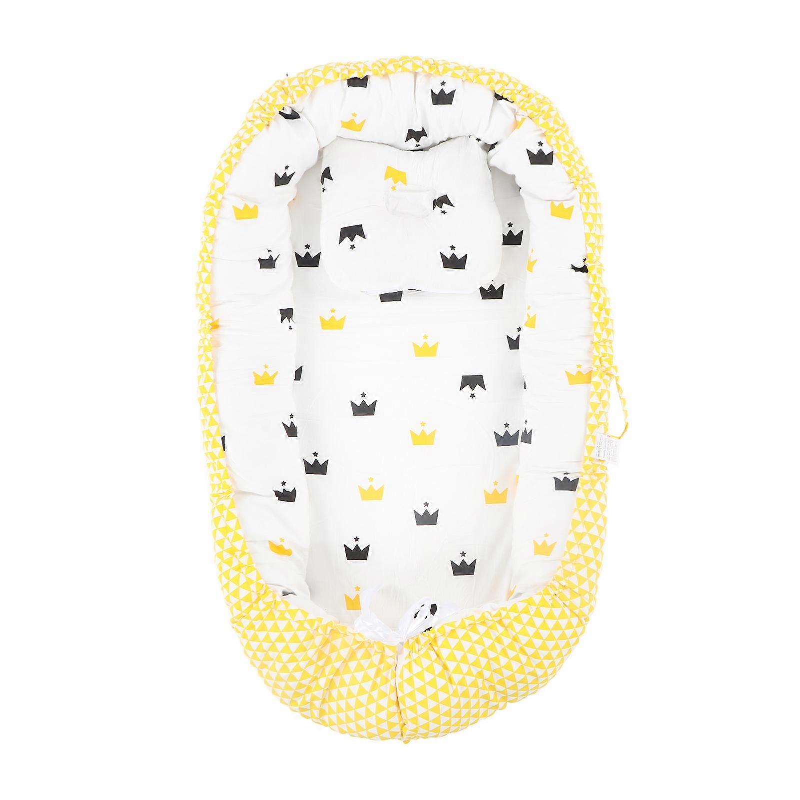 Baby Lounging Cover Foldable Soft Breathable Washable Removeable Infant Nest Cover 19.7 X 33.5in Yellow Crown