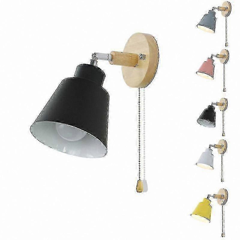 Nordic Style Wooden Wall Lamp for Bedroom and Corridor Lighting with Zipper Design