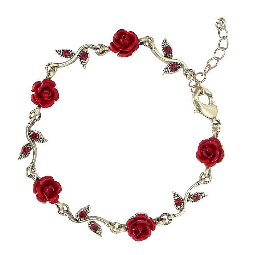 Romantic Bangle for Women, Rose Motif Wrist Chain, Perfect Valentine's Day Present