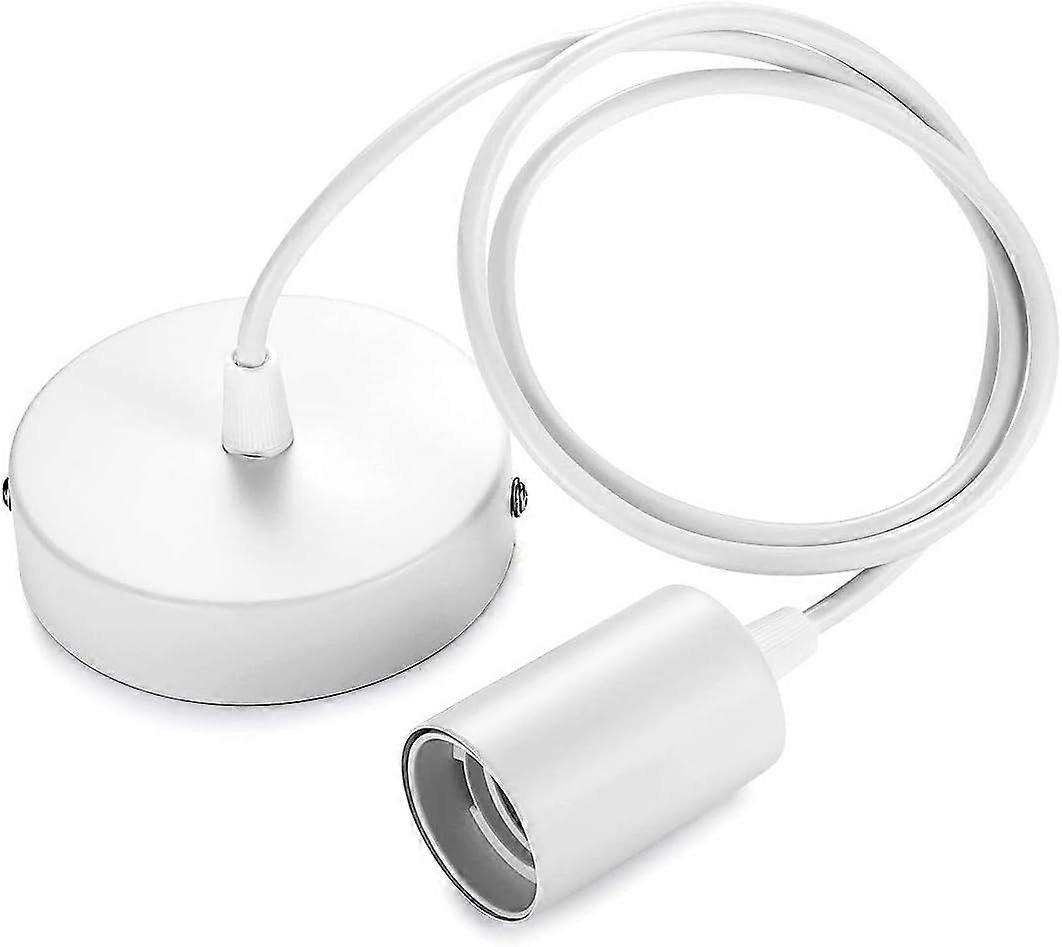 Metal Lamp Suspension, E27 Lamp Holders with Cord, 100CM Cord Pendant, Pendant Light Cord, Ideal for Ceiling Lighting, White