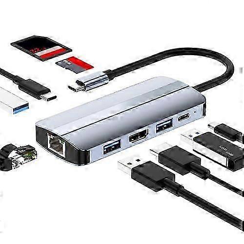 ZRUXE HB-120 Adaptateur 9 en 1 USB-C / Type-C vers USB Station d’accueil multifonctionnelle HUB