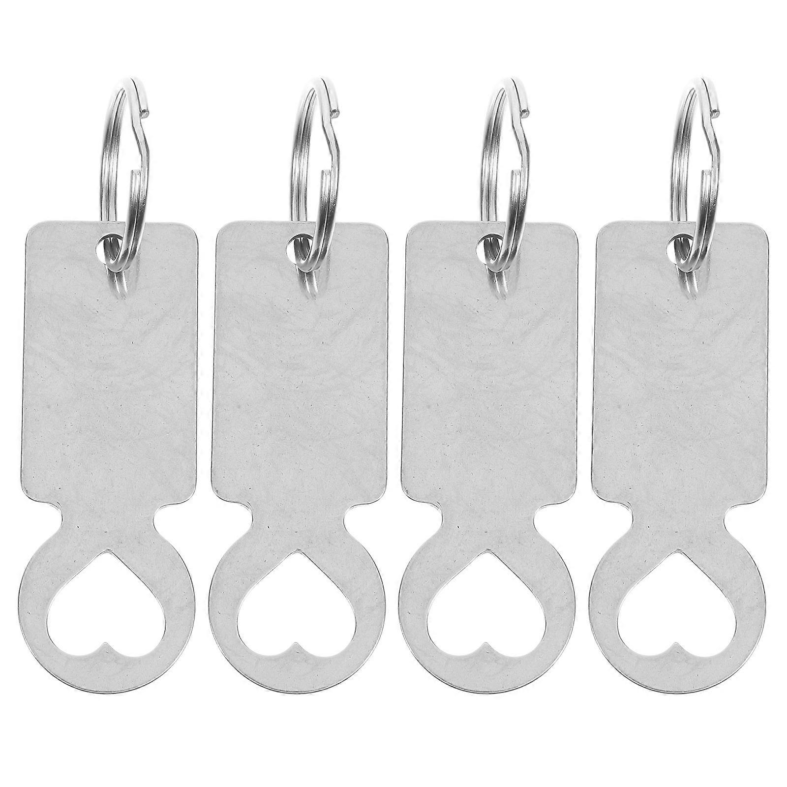 Stainless Steel Keychain with Coin Clip for Key Holding and Trolley Token Silver 4Pcs