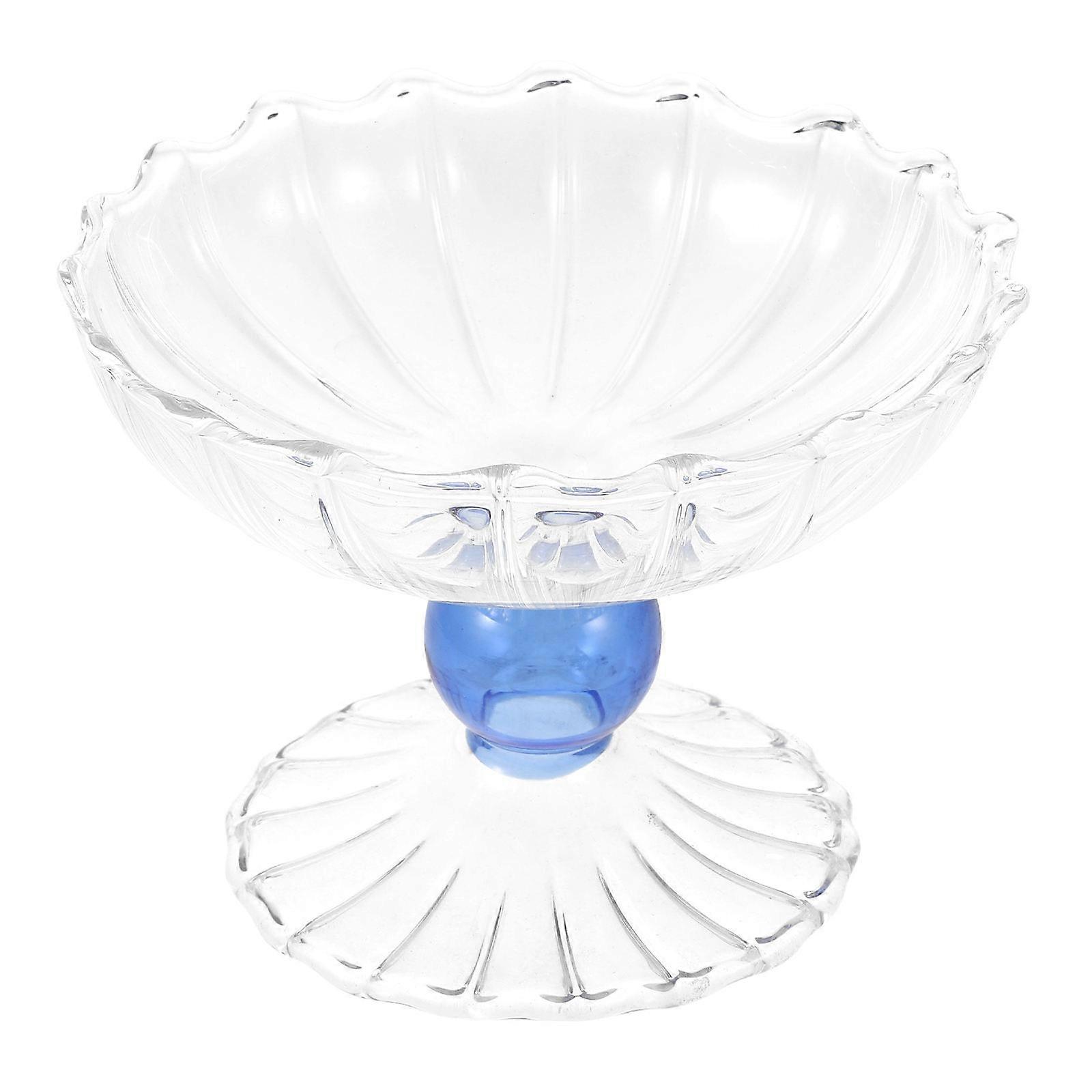Retro Glass Footed Fruit Bowl for Home Parties and Family Use – Clear Serving Dish for Desserts and Snacks