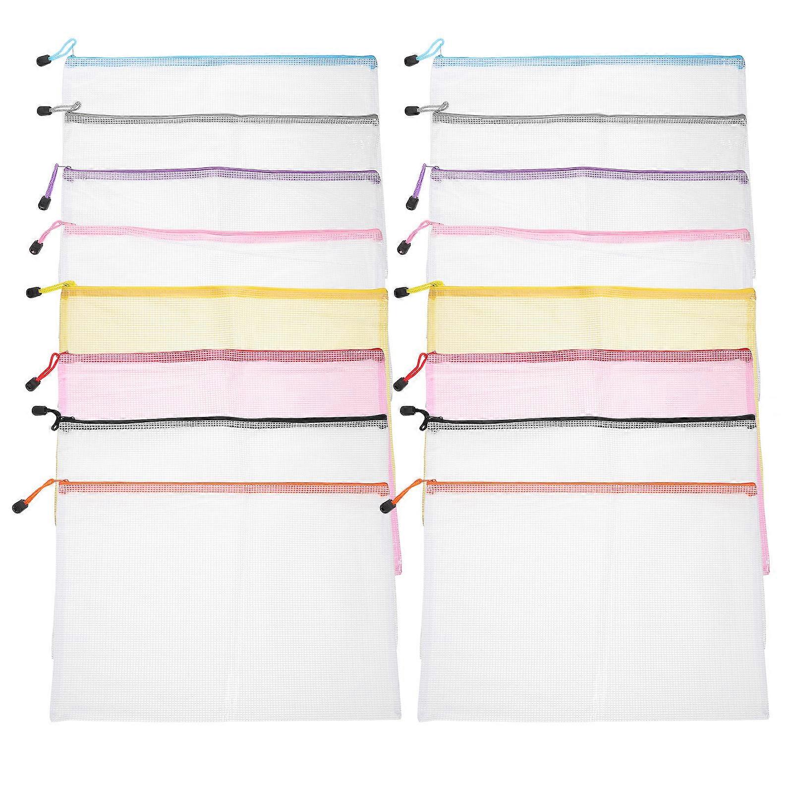 Storage Solution 16Pcs Waterproof Zipper Pouches A3 Size For Office Home Organization