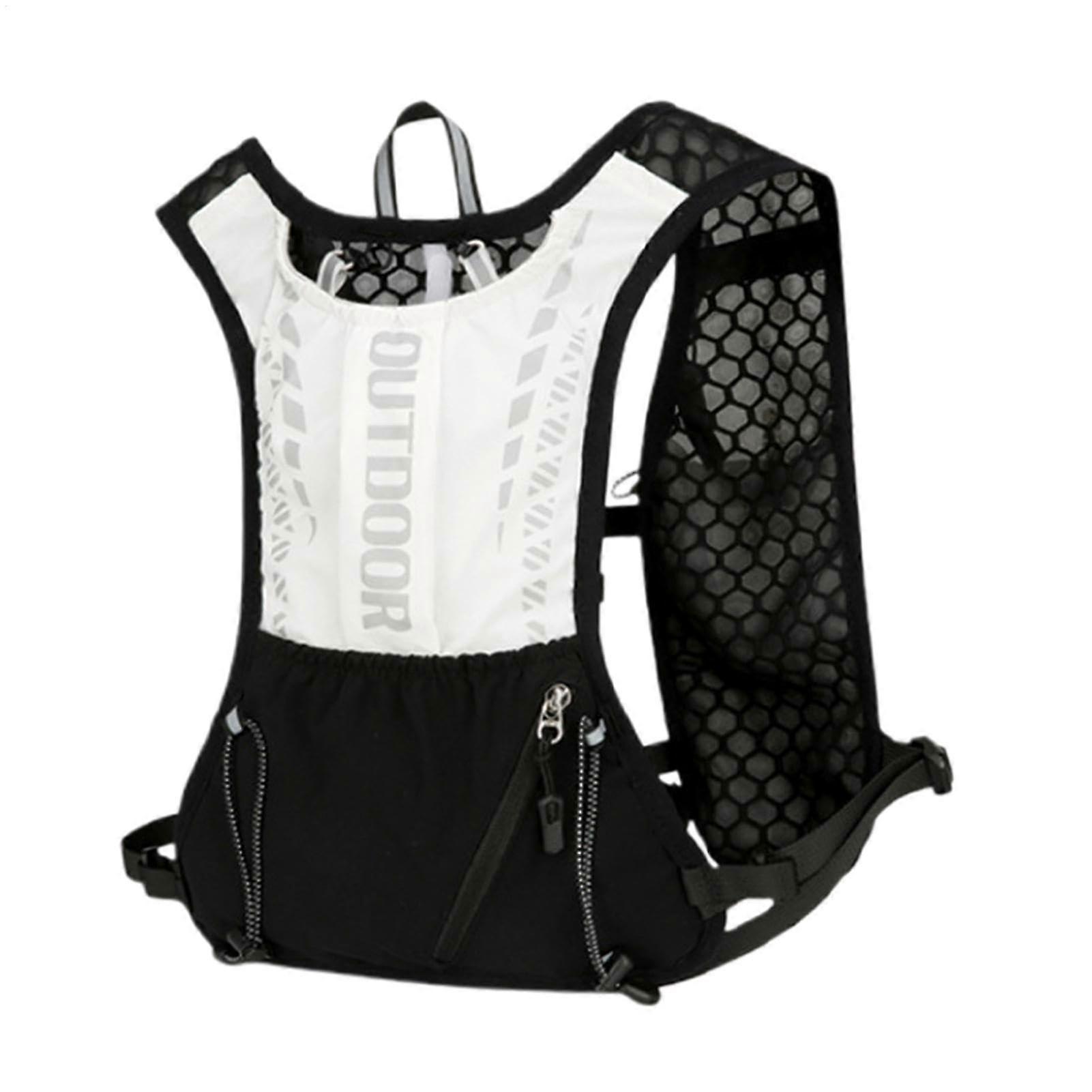 Hydration Vest Men's Running Vest Reflective Adjustable Black/White For Gym Training Jogging Hiking