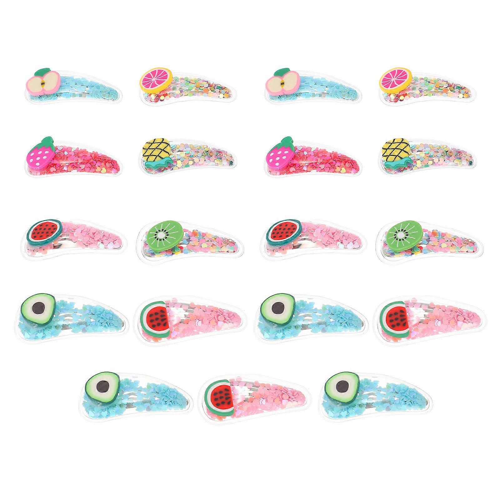 Quicksand Hairpin for Kids with Lovely Fruit Design PVC Material Assorted Color 19pcs Pack