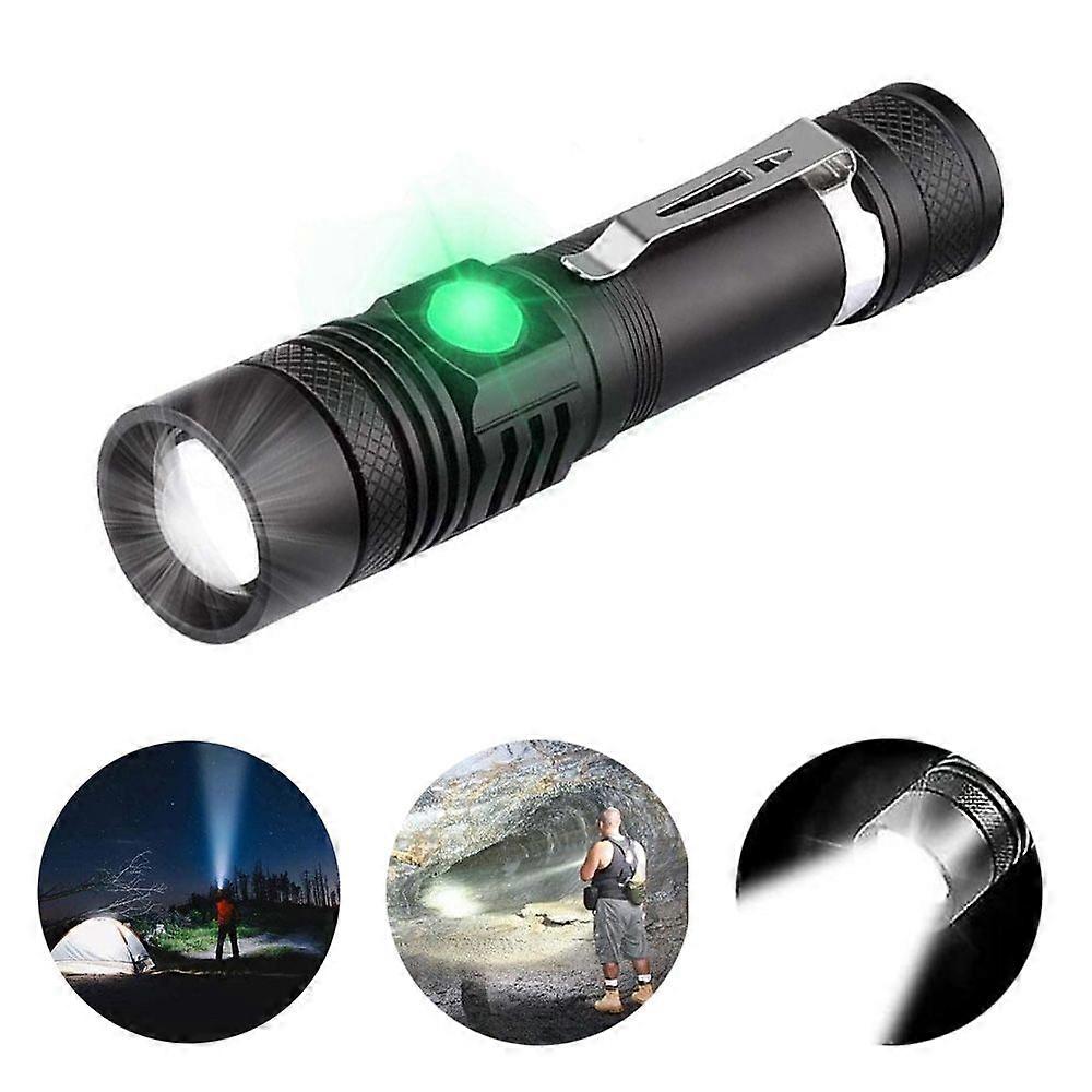Taktisk lommelygte genopladelig Led Lommelygte Udendørs Emergency Fakler Lampe til Camping Vandreture