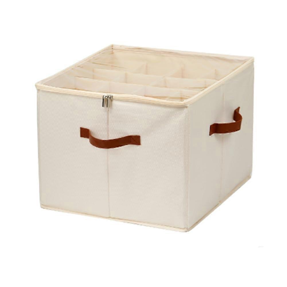 Shoe Storage Organizer for Closet, Adjustable Divider Shoe Box, Holds 16 Pairs, Beige Fabric Storage Solution