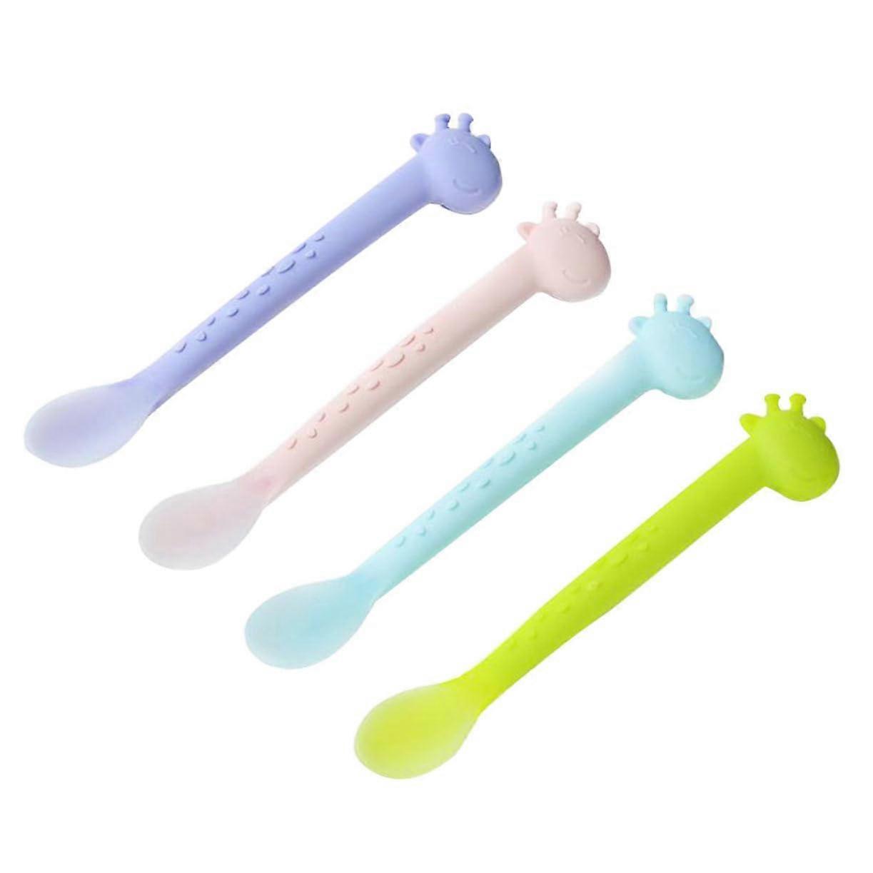 4Pcs Spoons Soft Silicone Spoons for Weaning Safe Flexible Design Cartoon Shapes for Easy Feeding for Newborns