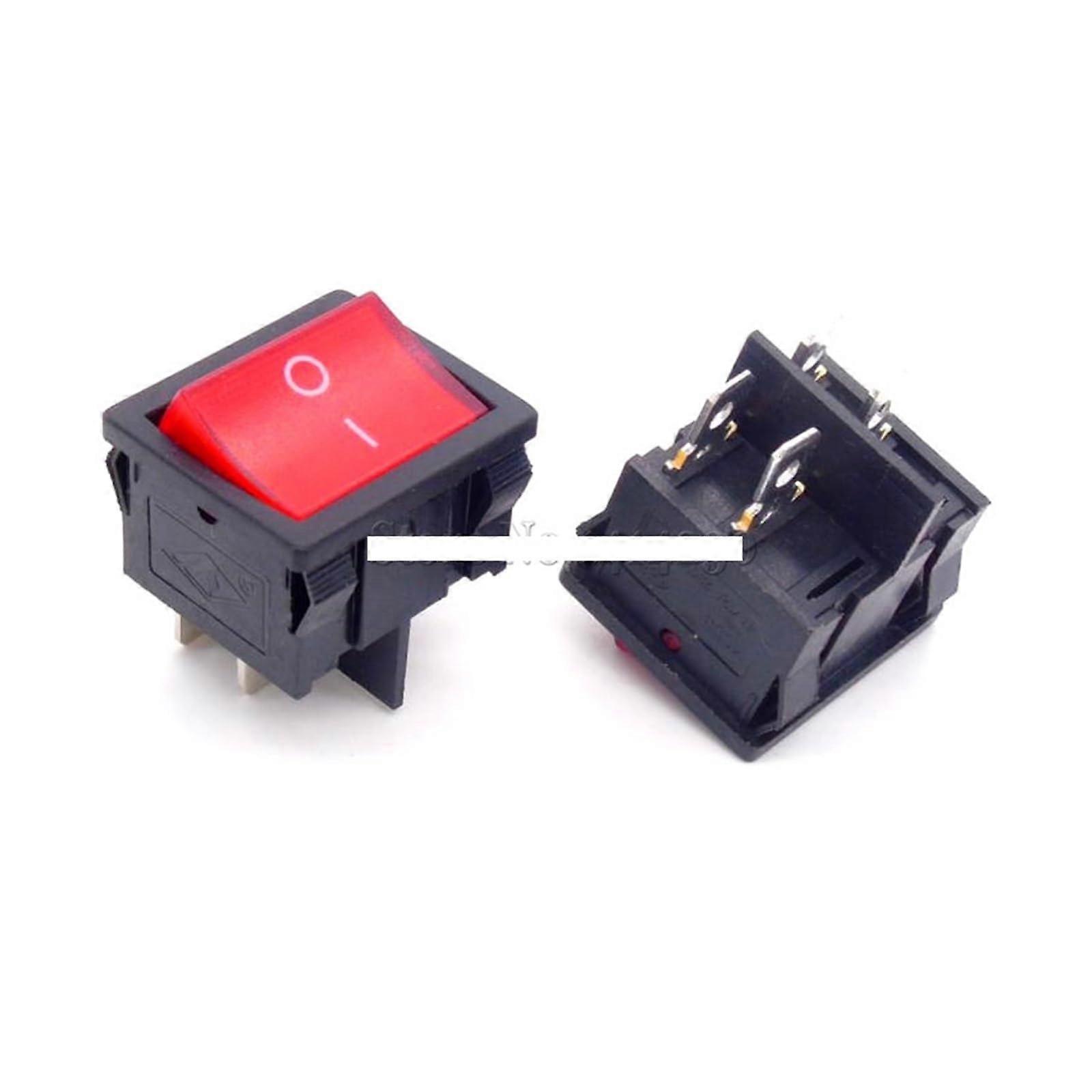 KCD5 Rocker Switch 21x24mm Red 4 Pin 2 Position 6A/12A 250VAC ON-Off with Red Light - 10 Pack