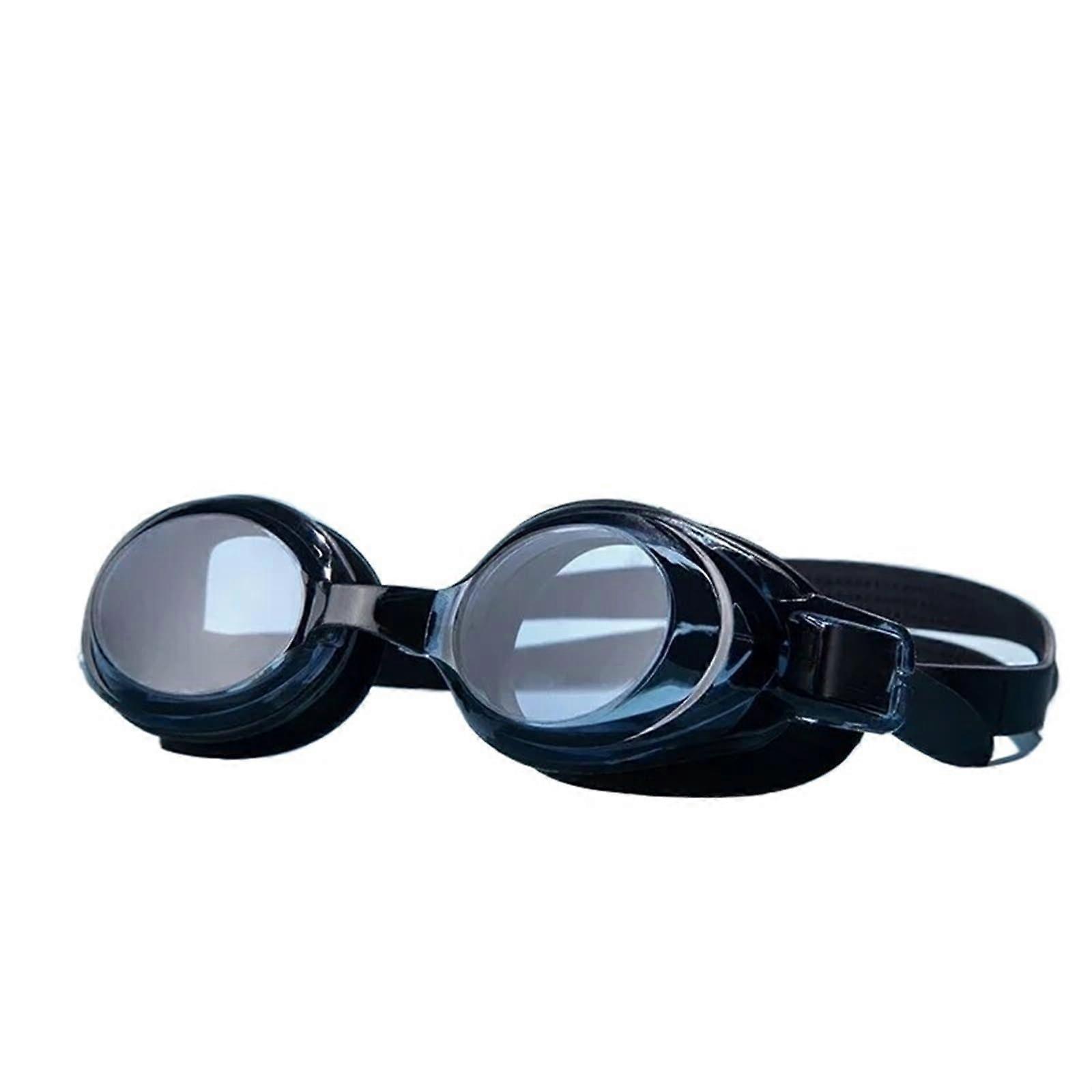 Waterproof Anti-Fog Swimming Goggles Flat Mirror Design for Diving and Training, Silicone Frame, Black Color